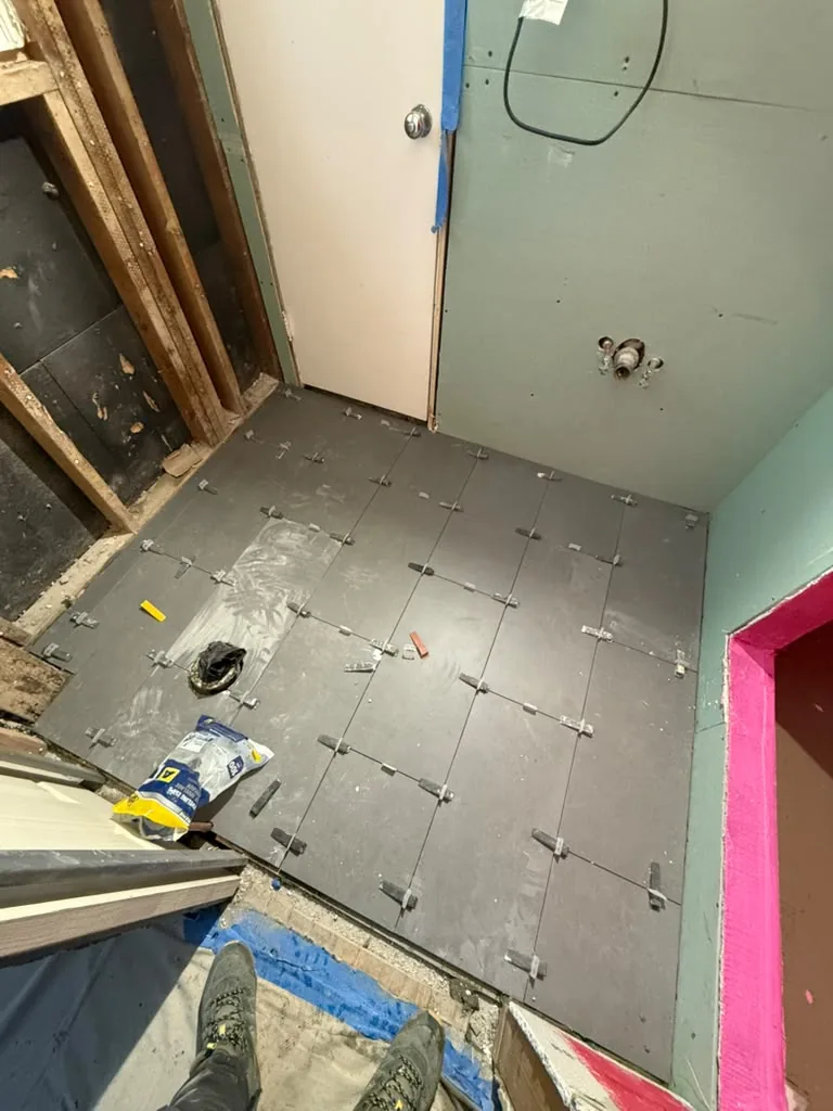 Bathroom stripped back to the framing during demolition